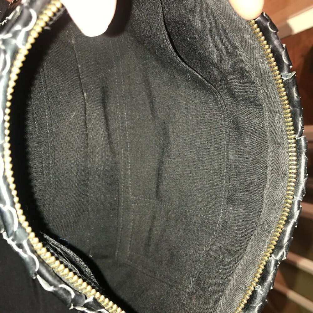 ​Vintage ​Black Leather Woven Wristlet Clutch Bag - Picture 6 of 8